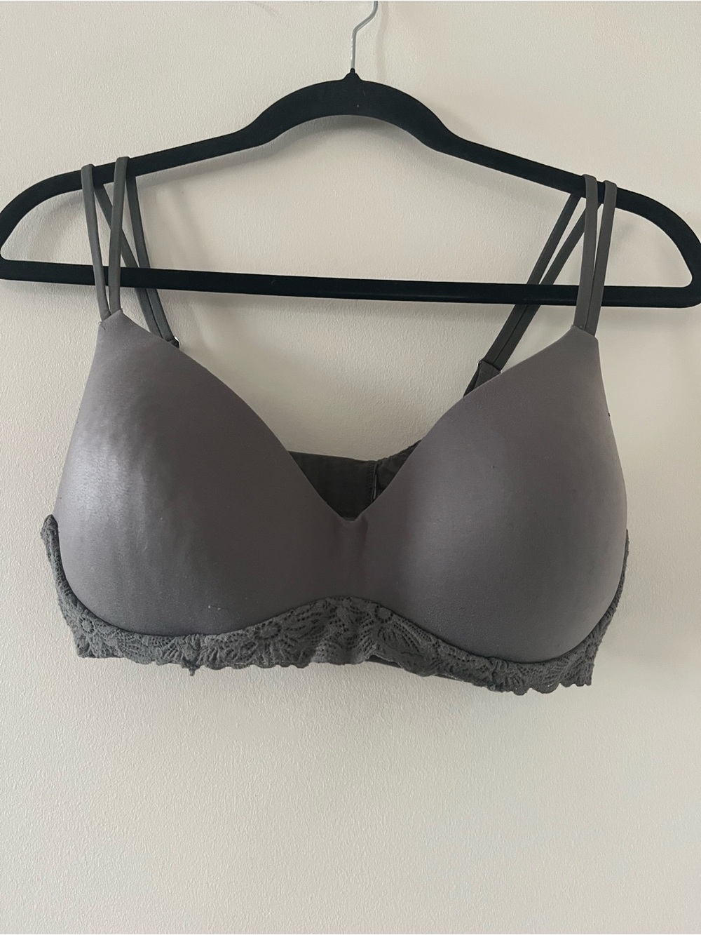 Aerie Real Sunnie Wireless Gray Bra 36D Lace Strappy